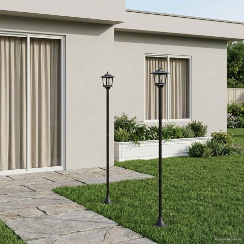 ZESTAW LAMP POST WITH LED BULB 2 SZT. CZARNY 16X16X156CM
