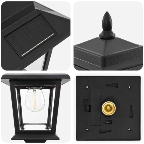 ZESTAW LAMP POST WITH LED BULB 2 SZT. CZARNY 16X16X156CM