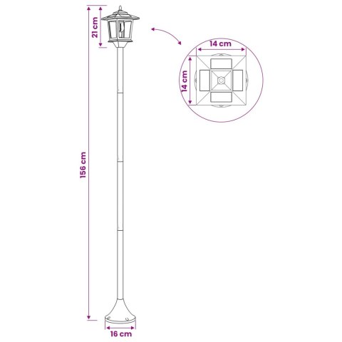 ZESTAW LAMP POST WITH LED BULB 2 SZT. CZARNY 16X16X156CM