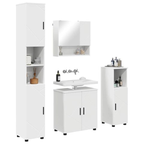 VidaXL Zestaw mebli łazienkowych Montowane na ścianie 4 pcs Biały
