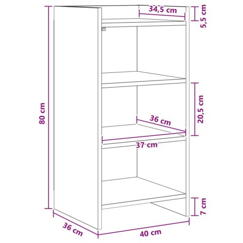 BUFET BETONOWY SZARY 40X36X80CM DREWNO INŻYNIERYJNE
