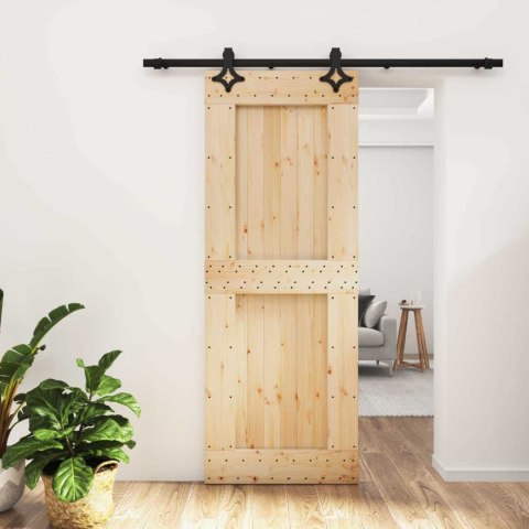 DRZWI PRZESUWNE NATURALNY I CZARNY 80X210CM