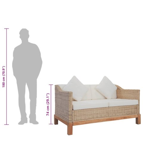 2-OSOBOWA SOFA Z PODUSZKAMI NATURALNY RATTAN