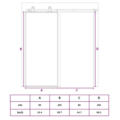 DRZWI PRZESUWNE CZARNE 90X205CM SZKŁO ESG I ALUMINIUM