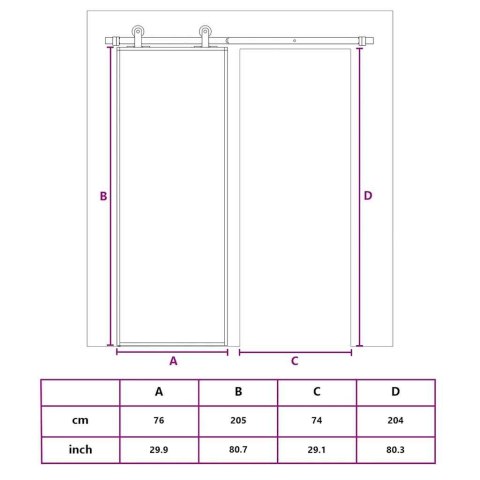 DRZWI PRZESUWNE MATOWE SZKŁO ESG ALUMINIUM 76X205CM CZARNE