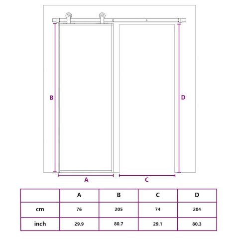 DRZWI PRZESUWNE SZKŁO ESG I ALUMINIUM 76X205CM BIAŁE