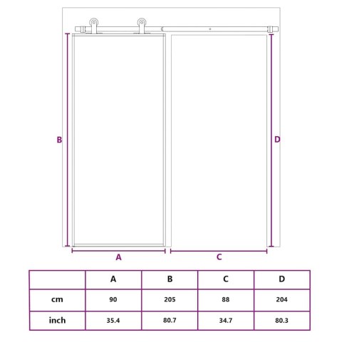 DRZWI PRZESUWNE SZKŁO ESG I ALUMINIUM 90X205CM BIAŁE