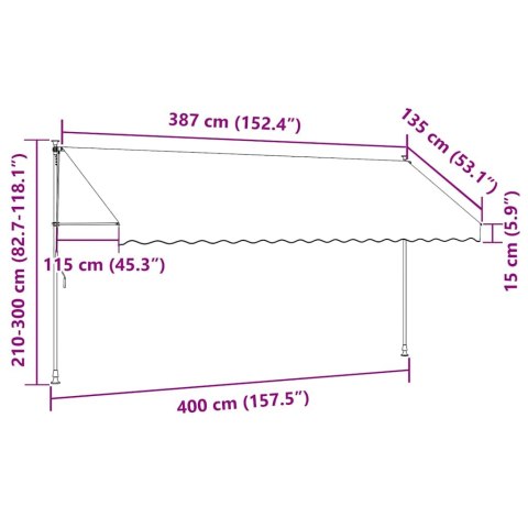 MARKIZA ZWIJANA RĘCZNIE 400CM ANTRACYTOWA