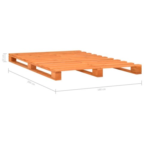 RAMA ŁÓŻKA Z PALET BRĄZOWA LITE DREWNO SOSNOWE 160X200CM