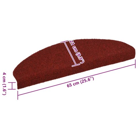 SAMOPRZYLEPNE NAKŁADKI NA SCHODY 15 SZT. 65X21X4CM CZERWONE