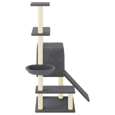 DRAPAK DLA KOTA Z SIZALOWYMI SŁUPKAMI CIEMNOSZARY 130,5CM