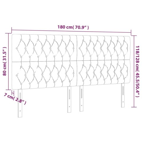 ZAGŁÓWEK DO ŁÓŻKA Z LED CIEMNOSZARY 180X7X118/128CM AKSAMIT