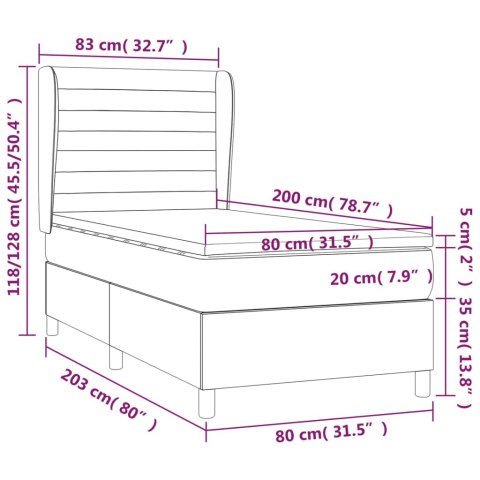ŁÓŻKO KONTYNENTALNE Z MATERACEM BRĄZOWE TKANINA 80X200CM