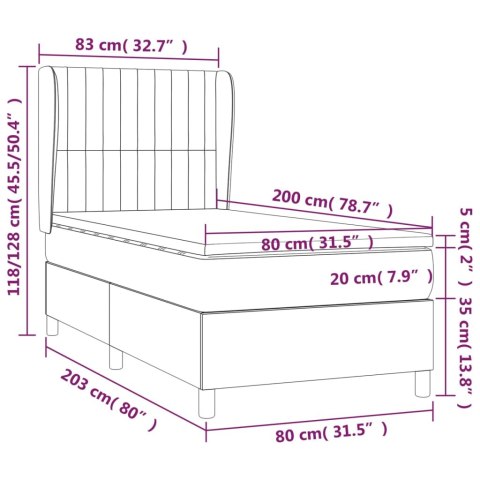 ŁÓŻKO KONTYNENTALNE Z MATERACEM BRĄZOWE TKANINA 80X200CM