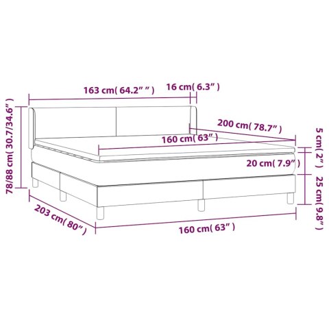 ŁÓŻKO KONTYNENTALNE Z MATERACEM CZARNE 160X200CM AKSAMIT