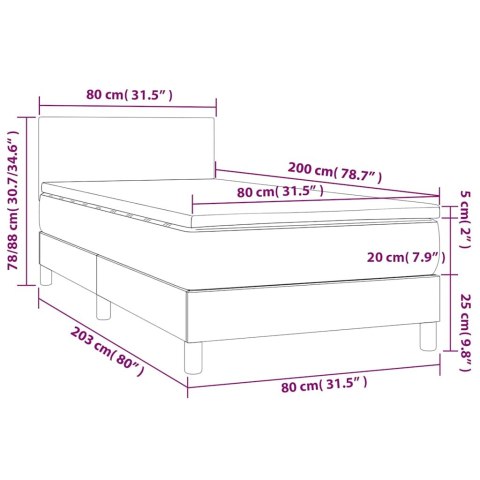 ŁÓŻKO KONTYNENTALNE Z MATERACEM 80X200CM TKANINA CIEMNOSZARA