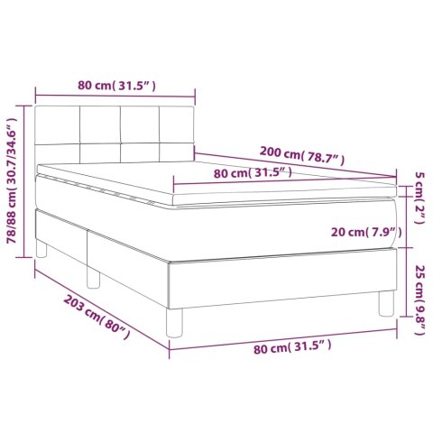 ŁÓŻKO KONTYNENTALNE Z MATERACEM CZARNE TKANINA 80X200CM