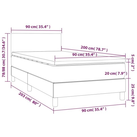 ŁÓŻKO KONTYNENTALNE Z MATERACEM 90X200CM CZARNE EKOSKÓRA