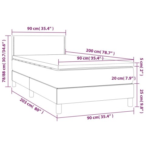 ŁÓŻKO KONTYNENTALNE Z MATERACEM 90X200CM CZARNE EKOSKÓRA