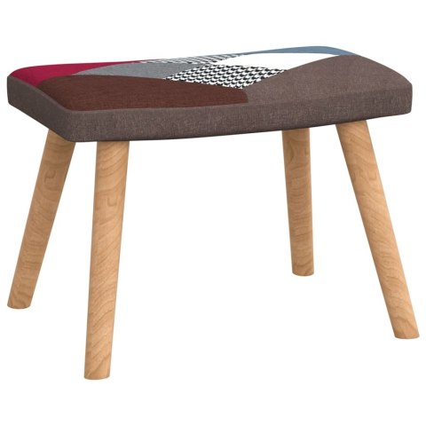 FOTEL BUJANY Z PODNÓŻKIEM PATCHWORK TKANINA