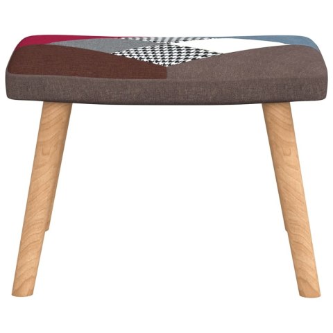 FOTEL BUJANY Z PODNÓŻKIEM PATCHWORK TKANINA