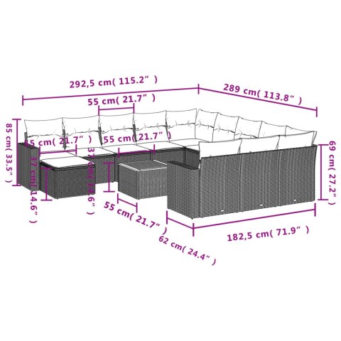 13-CZ. ZESTAW MEBLI DO OGRODU PODUSZKI CZARNY RATTAN PE
