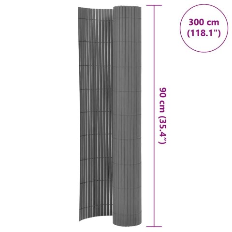 DWUSTRONNE OGRODZENIE OGRODOWE PVC 90X300CM SZARE
