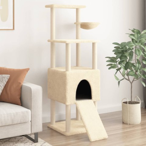 DRAPAK DLA KOTA Z SIZALOWYMI SŁUPKAMI KREMOWY 153CM