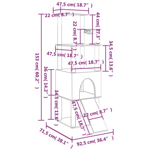 DRAPAK DLA KOTA Z SIZALOWYMI SŁUPKAMI KREMOWY 153CM
