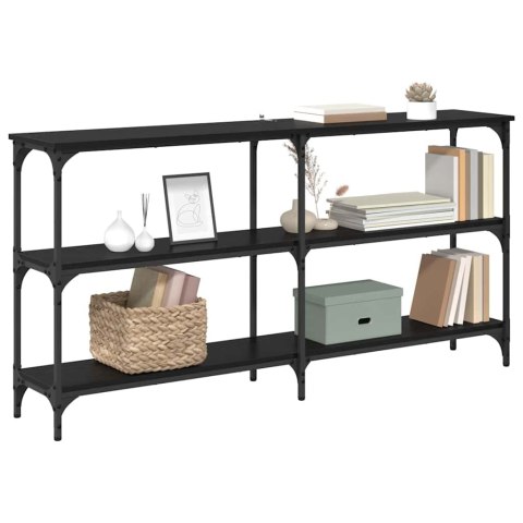 KONSOLA CZARNY DĄB 150X29X75CM DREWNO INŻYNIERYJNE I METAL