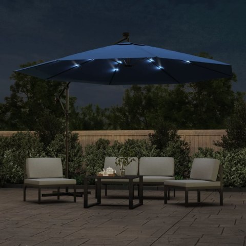PARASOL OGRODOWY Z LED WISZĄCY NIEBIESKI 350CM