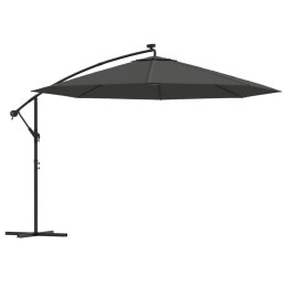 PARASOL WISZĄCY Z LED I METALOWYM SŁUPKIEM 350CM ANTRACYTOWY