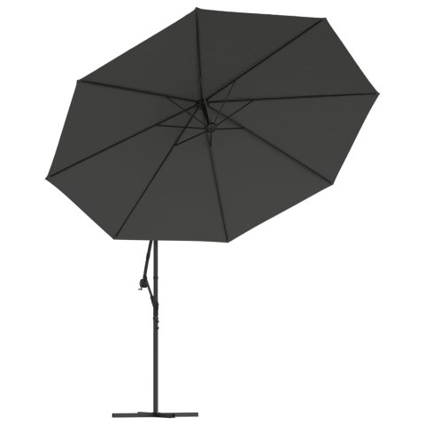 PARASOL WISZĄCY Z LED I METALOWYM SŁUPKIEM 350CM ANTRACYTOWY