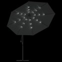 PARASOL WISZĄCY Z LED I METALOWYM SŁUPKIEM 350CM ANTRACYTOWY