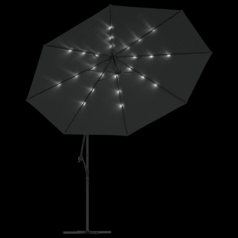PARASOL WISZĄCY Z LED I METALOWYM SŁUPKIEM 350CM ANTRACYTOWY