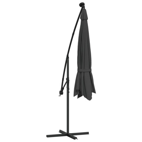 PARASOL WISZĄCY Z LED I METALOWYM SŁUPKIEM 350CM ANTRACYTOWY