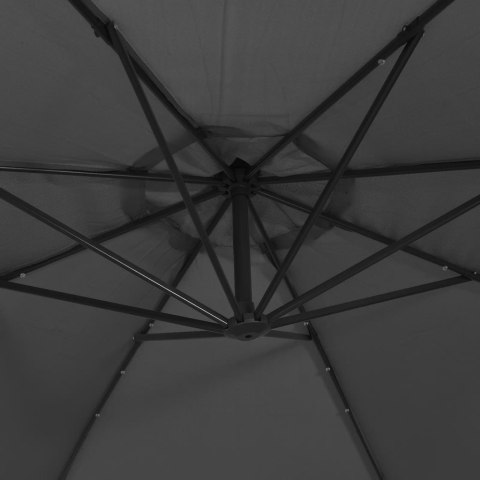 PARASOL WISZĄCY Z LED I METALOWYM SŁUPKIEM 350CM ANTRACYTOWY