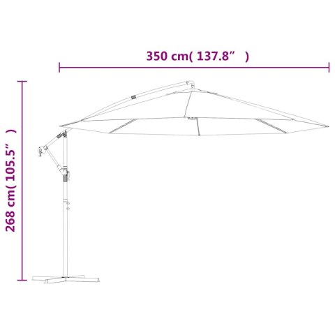 PARASOL WISZĄCY Z ALUMINIOWYM SŁUPKIEM 350CM TAUPE