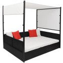 LEŻANKA OGRODOWA Z ZADASZENIEM CZARNA 190X130CM RATTAN PE