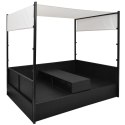 LEŻANKA OGRODOWA Z ZADASZENIEM CZARNA 190X130CM RATTAN PE