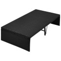 LEŻANKA OGRODOWA Z ZADASZENIEM CZARNA 190X130CM RATTAN PE