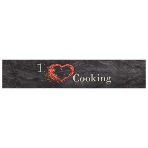 DYWANIK KUCHENNY WZÓR Z NAPISEM COOKING CZARNY 60X300CM