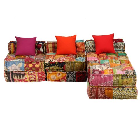 PUF MODUŁOWY 3-OSOBOWY PATCHWORK TKANINA