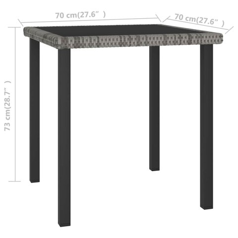 STÓŁ OGRODOWY JADALNIANY SZARY 70X70X73CM RATTAN PE