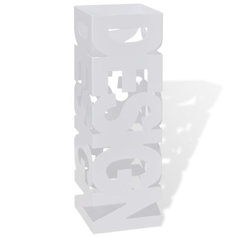 KWADRATOWY STOJAK NA PARASOLE I LASKI BIAŁY STALOWY 48,5CM