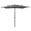 3-POZIOMOWY PARASOL NA ALUMINIOWYM SŁUPKU ANTRACYT 2,5X2,5M