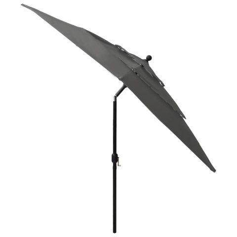 3-POZIOMOWY PARASOL NA ALUMINIOWYM SŁUPKU ANTRACYT 2,5X2,5M