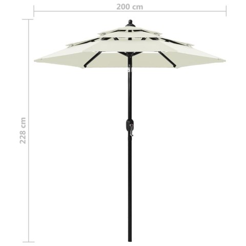 3-POZIOMOWY PARASOL NA ALUMINIOWYM SŁUPKU PIASKOWY 2M