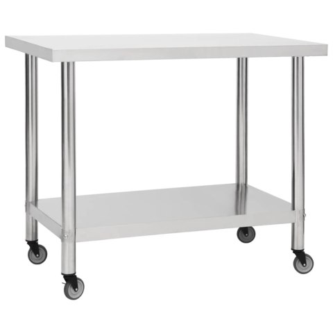 KUCHENNY STÓŁ ROBOCZY NA KÓŁKACH 100X45X85CM STAL NIERDZEWNA
