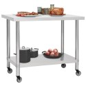 KUCHENNY STÓŁ ROBOCZY NA KÓŁKACH 100X45X85CM STAL NIERDZEWNA